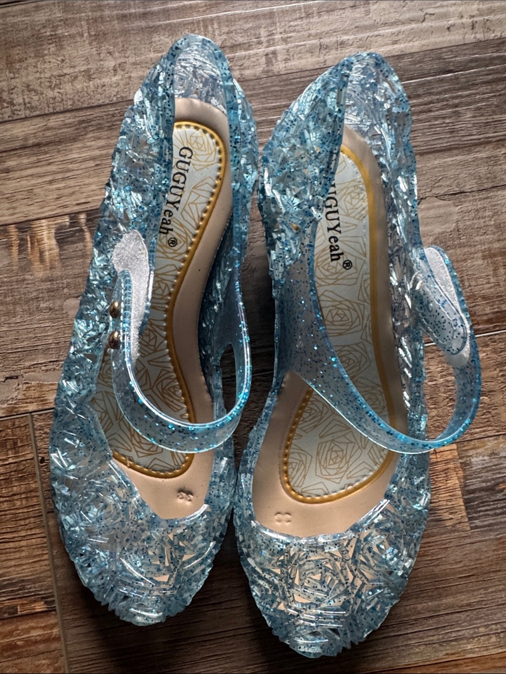 GUGUYEAH Light Blue Jelly Mary Jane Flats